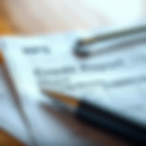 Close-up view of a credit report