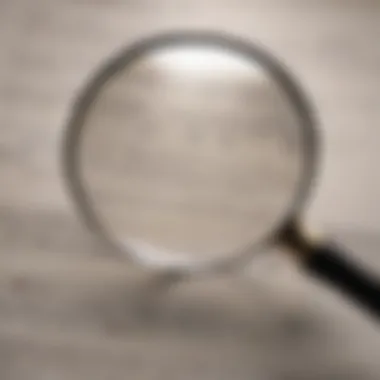 A magnifying glass on a contract symbolizing scrutiny