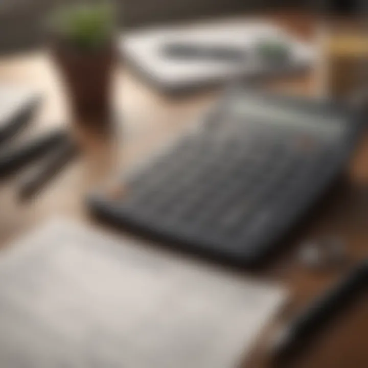 A calculator and financial documents on a desk