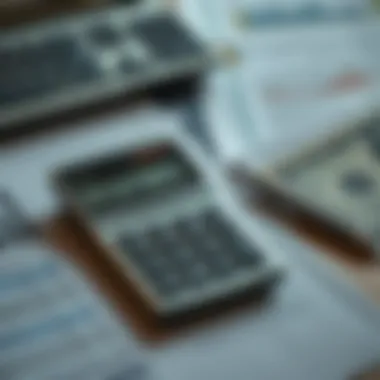 Calculator and financial documents illustrating budgeting