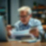 Retiree reviewing credit card options at a desk