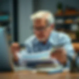 Retiree reviewing credit card options at a desk