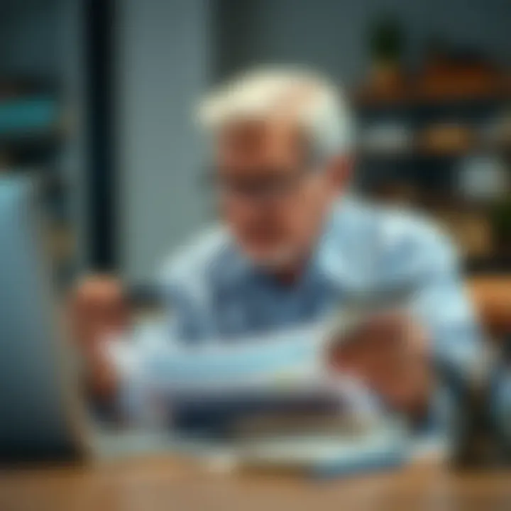 Retiree reviewing credit card options at a desk