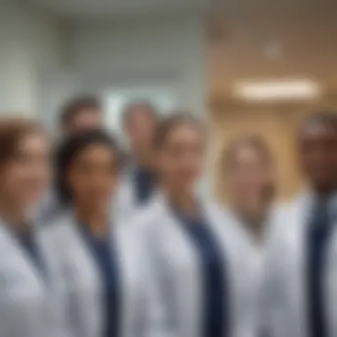 Community Health Engagement Diverse group of medical students participating in a community health initiative.