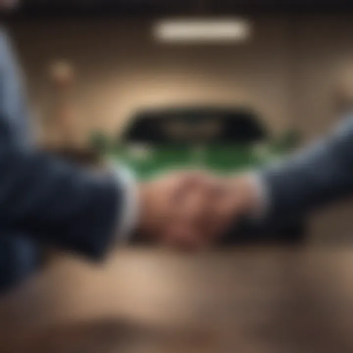 A secure handshake between a buyer and a seller, representing a trustworthy transaction.