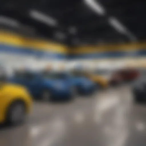 A CarMax dealership showcasing a variety of vehicles available for transfer