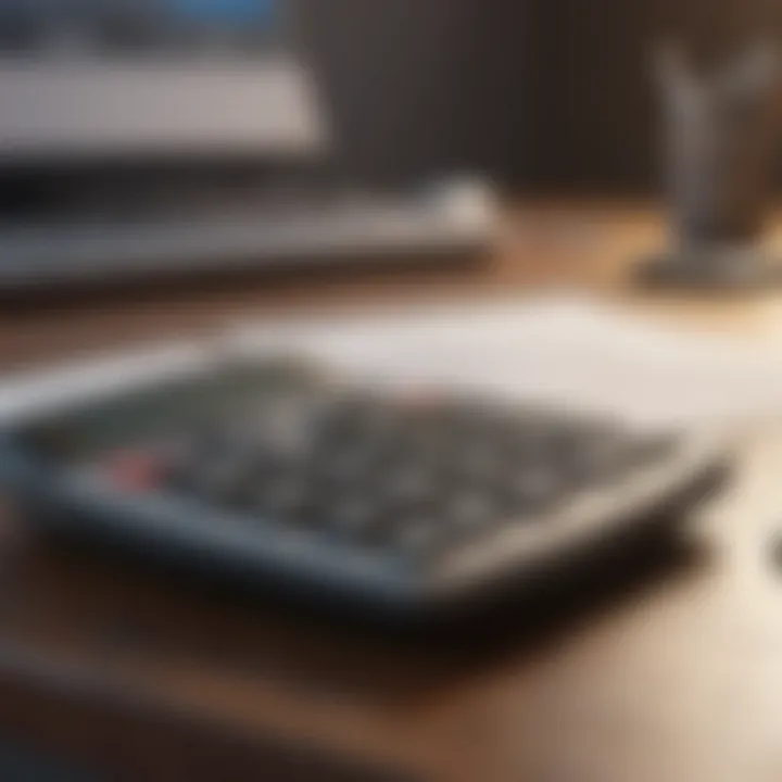 A calculator and financial documents on a desk