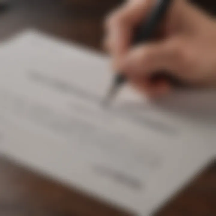 Close-up of a pen signing a repayment letter