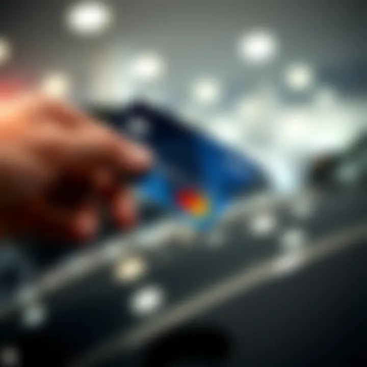 A close-up of a credit card being handed over at a dealership transaction