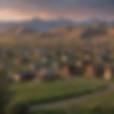 A scenic view of Montana's diverse landscapes with homes in the foreground