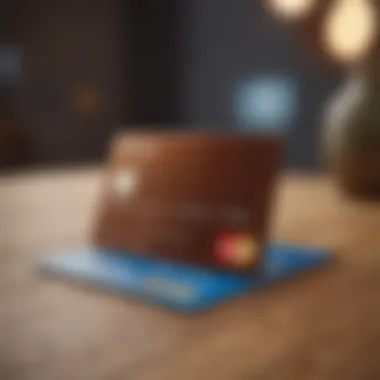 Sleek Discover Credit Card A sleek Discover credit card on a modern wooden desk.