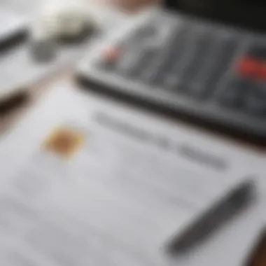 Close-up of financial paperwork and a calculator for budgeting