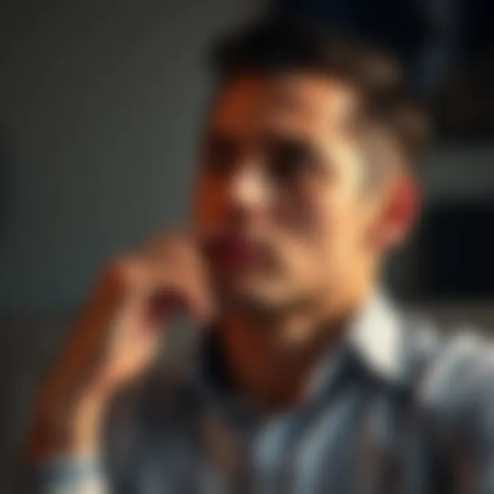 Individual contemplating financial decisions