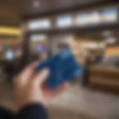 Travel Perks with US Bank Visa Cards A traveler using a US Bank Visa card at an airport lounge