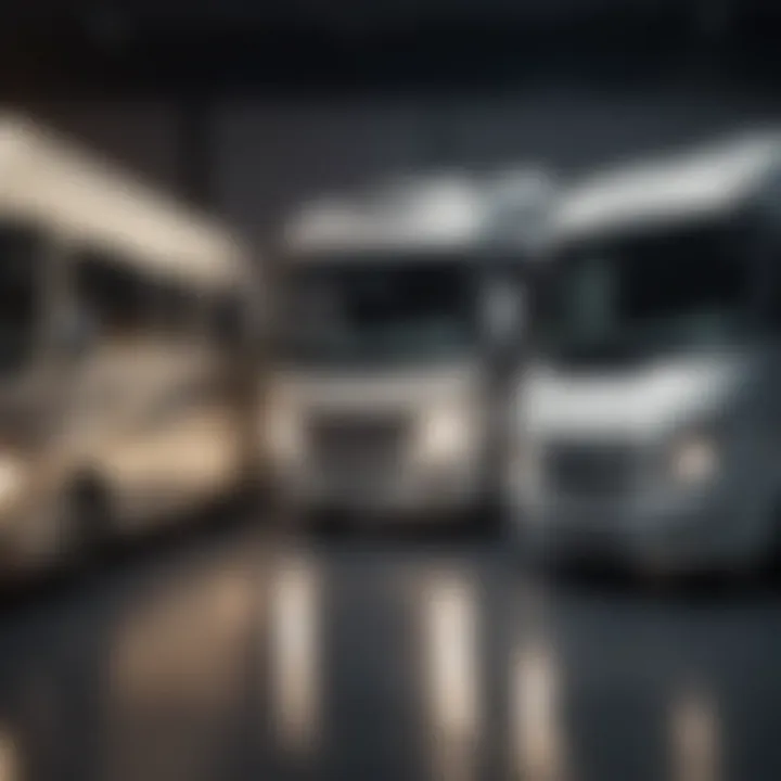 A vibrant dealership showcasing various motorhome models