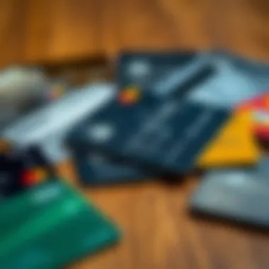 Diverse Canadian Credit Cards A variety of credit cards displayed on a wooden surface