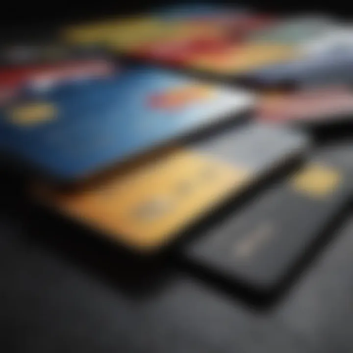 Visual representation of diverse credit card types