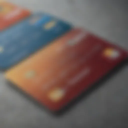 Close-up of credit cards showcasing diverse designs