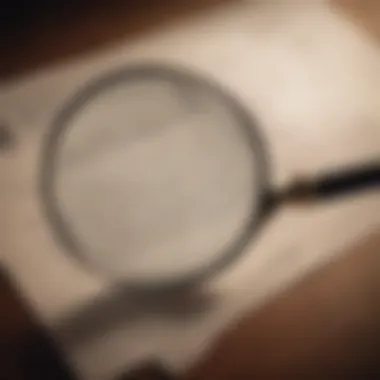 A magnifying glass over a document symbolizing research and verification