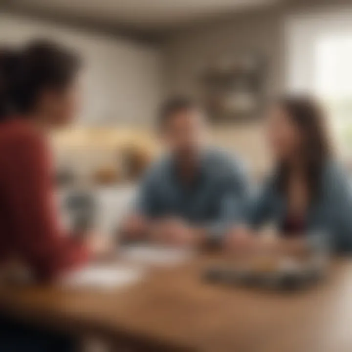 A couple discussing financial plans and homeownership options at a kitchen table.