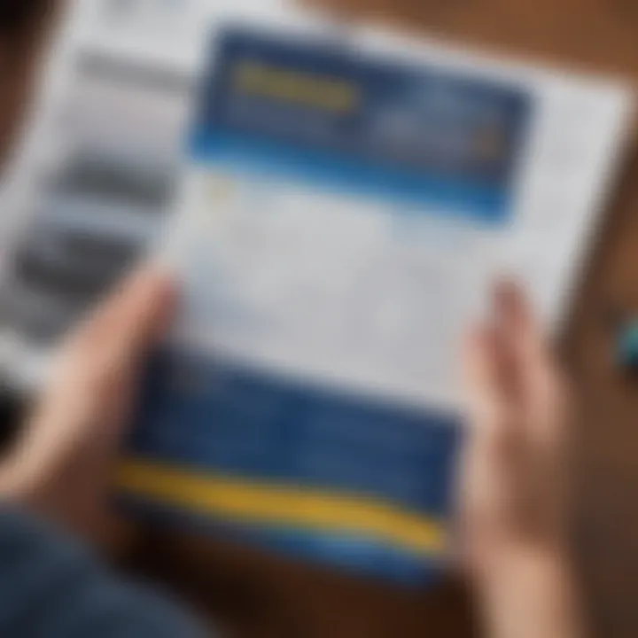 An individual reviewing their credit score alongside a CarMax brochure