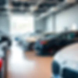 Showroom showcasing diverse new car models