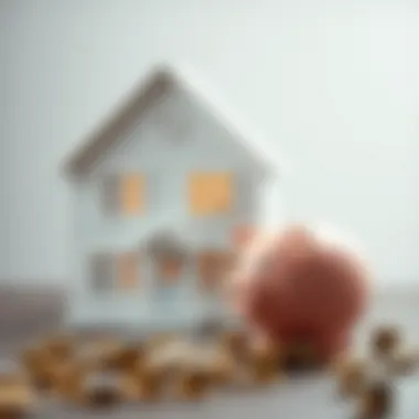 House and Piggy Bank: A Representation of Down Payment Savings Illustration of a house with a piggy bank symbolizing savings for down payment