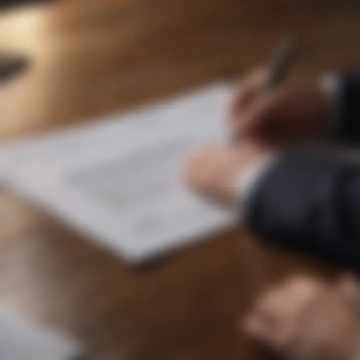 A close-up of a hand signing a mortgage agreement