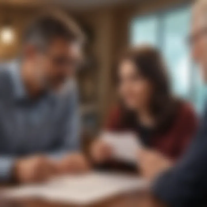 A couple reviewing loan documents with a financial advisor.