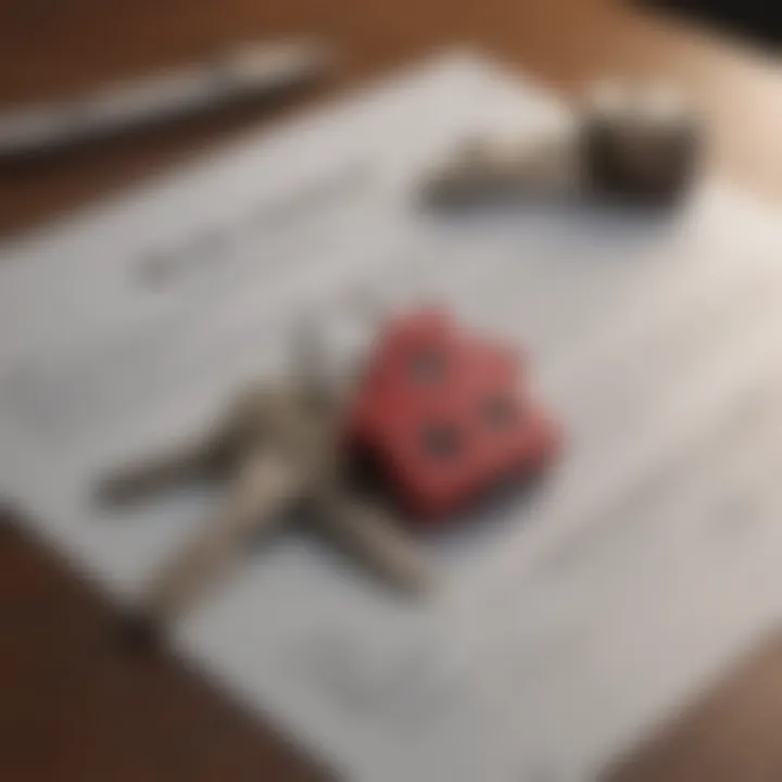 An elegant house key resting on a contract, symbolizing the finalization of a home purchase.