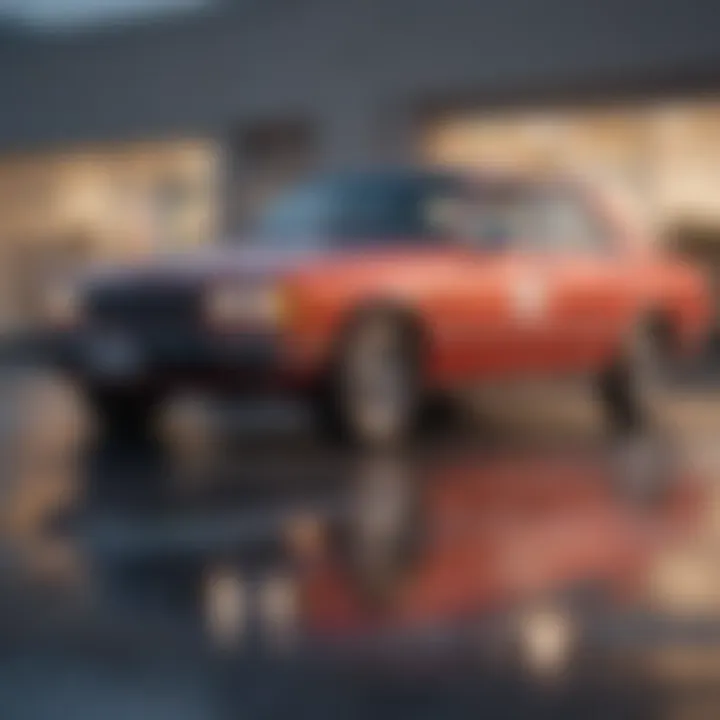 A car parked outside a DMV office, showcasing the process of title clearance.