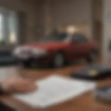 A legal professional reviewing documents related to car ownership.