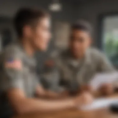 A service member discussing loan options with a lender