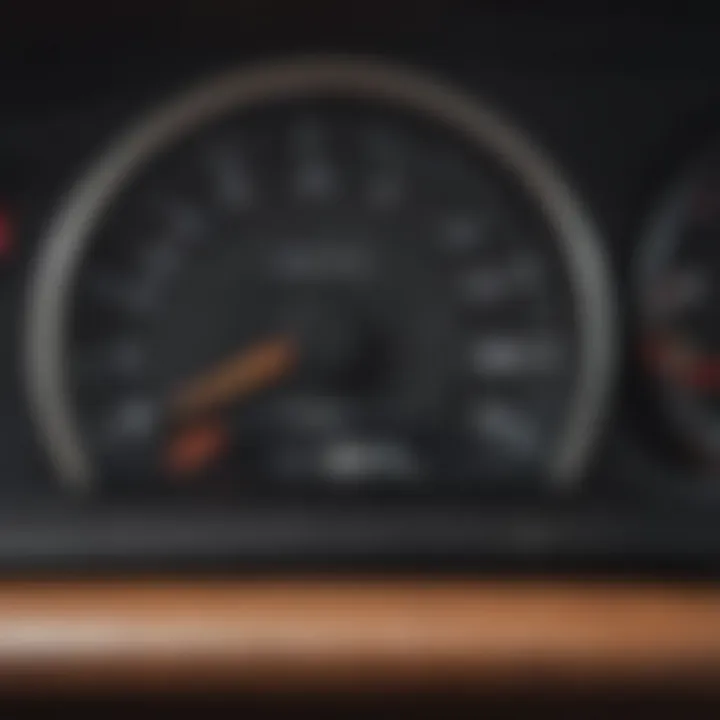 Close-up of a car dashboard with odometer reading