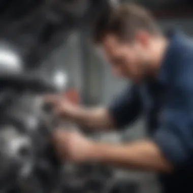 Mechanic inspecting a car engine