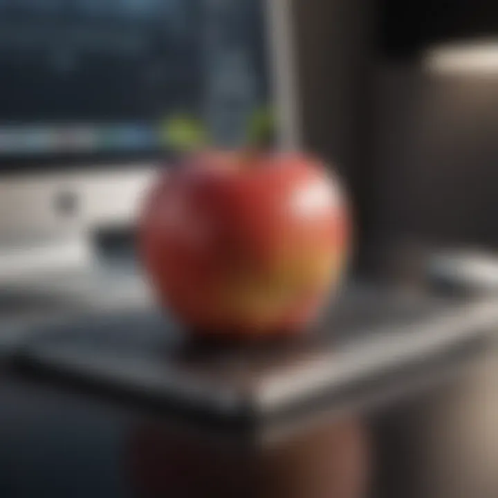 Close-up of an Apple computer showcasing its design and features