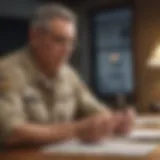 A military veteran reviewing financial documents