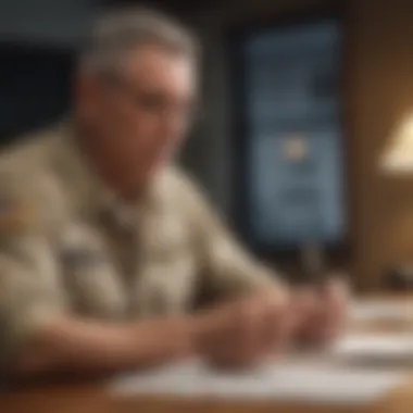 A military veteran reviewing financial documents