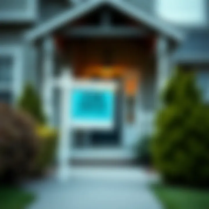 A welcoming front porch of a house with a 'For Sale' sign