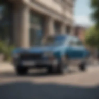 A sleek car parked in front of a bank, showcasing financing options.