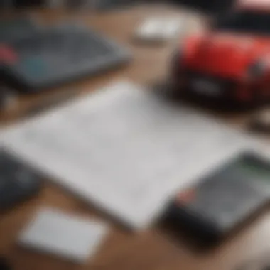 A calculator and a notepad with financial calculations related to vehicle trade-in.