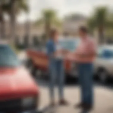 A couple negotiating a vehicle sale, showcasing the importance of clear communication.