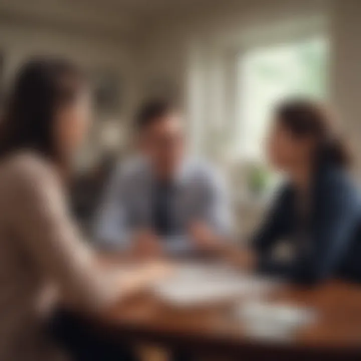 A couple discussing mortgage options with a financial advisor.