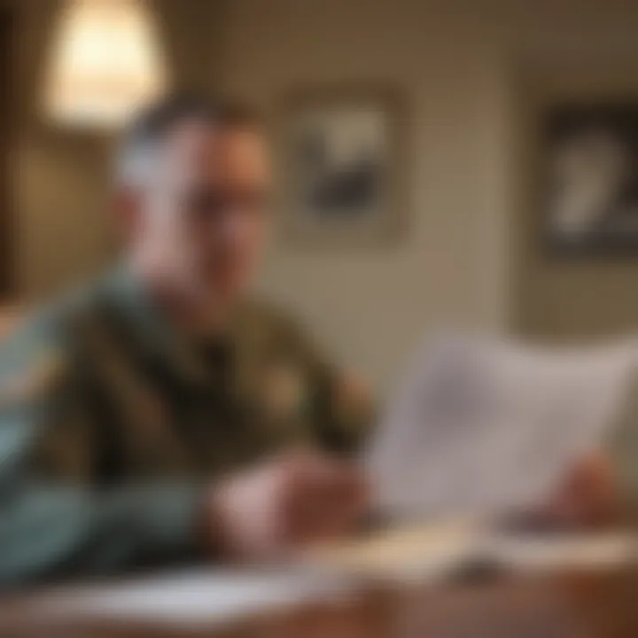 A military veteran reviewing documents related to home buying