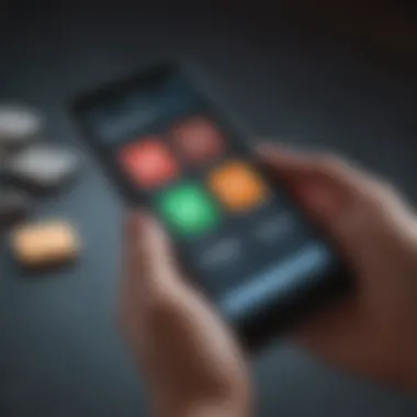 A close-up of a smartphone displaying various financial assistance options