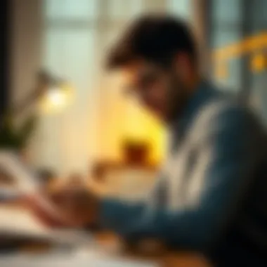 Reviewing a Business Plan An individual reviewing a business plan