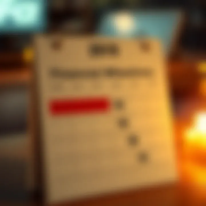 A calendar marking key financial milestones