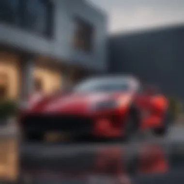 Sleek Modern Car for Rental A sleek, modern car ready for rental with an inviting backdrop.