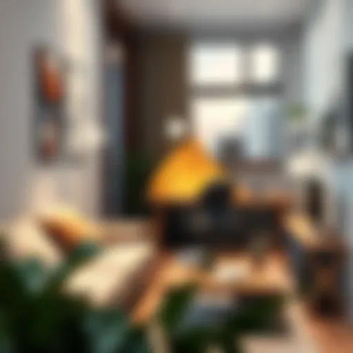 A cozy student apartment interior with study space.