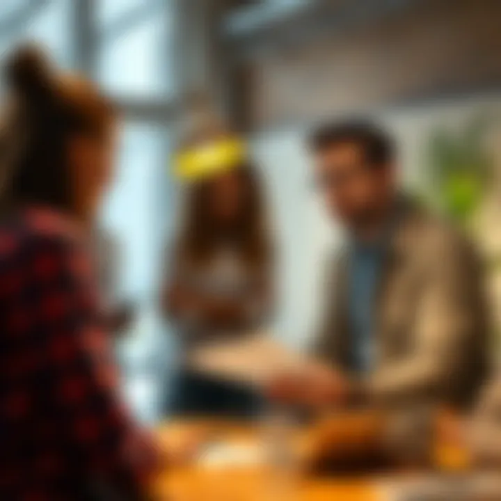 A landlord discussing rental agreements with potential tenants.